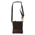 COACH Signature Stripe Swing Pack Shoulder Bag Brown Canvas Leather 40758