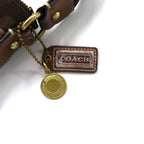 COACH Signature Stripe Swing Pack Shoulder Bag Brown Canvas Leather 40758