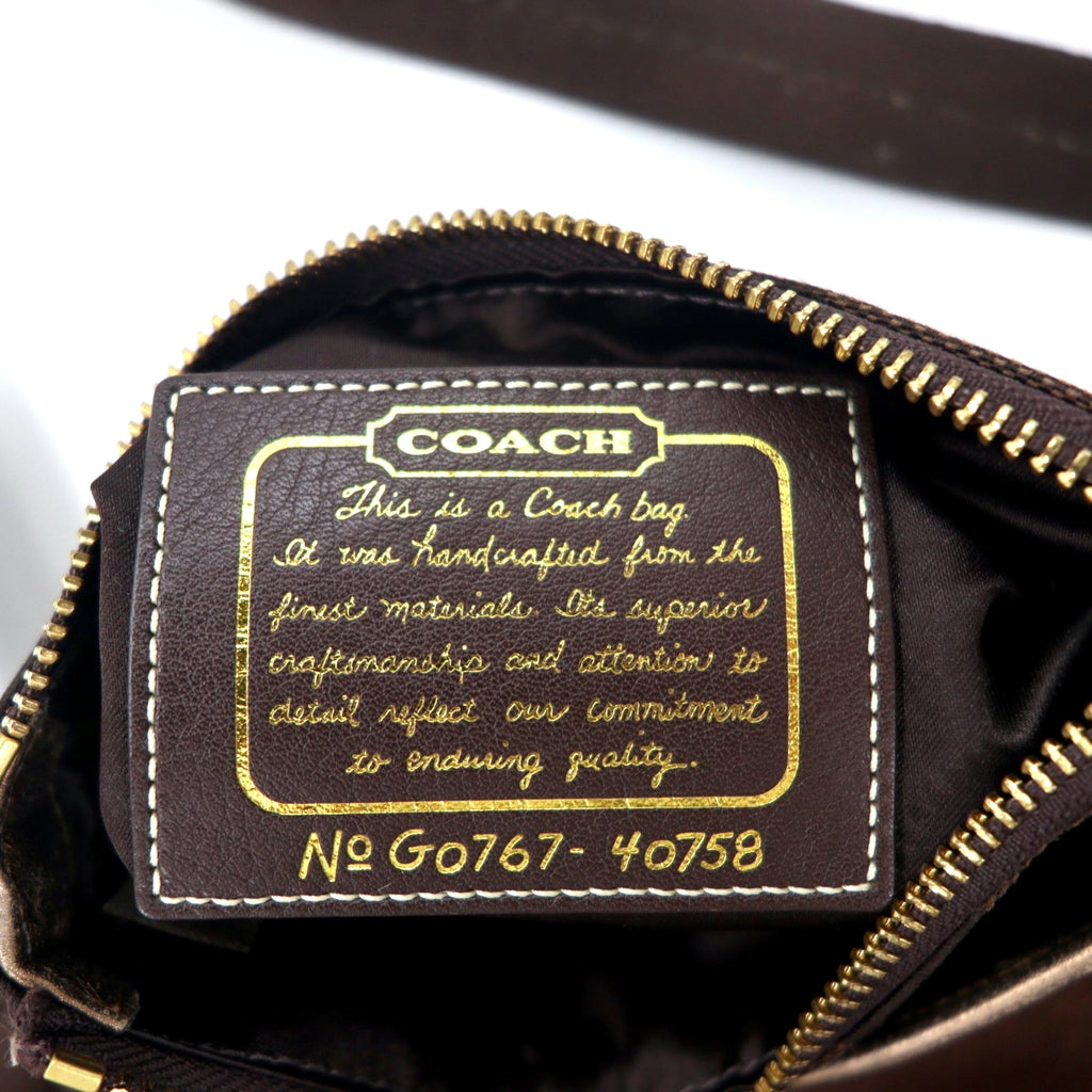 COACH Signature Stripe Swing Pack Shoulder Bag Brown Canvas Leather 40758