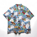 Reyn Spooner × WARNER BROS. ルーニーチューンズ LOONEY TUNES アロハシャツ XL ブルー レーヨン 開襟 オープンカラー 総柄 キャラクター