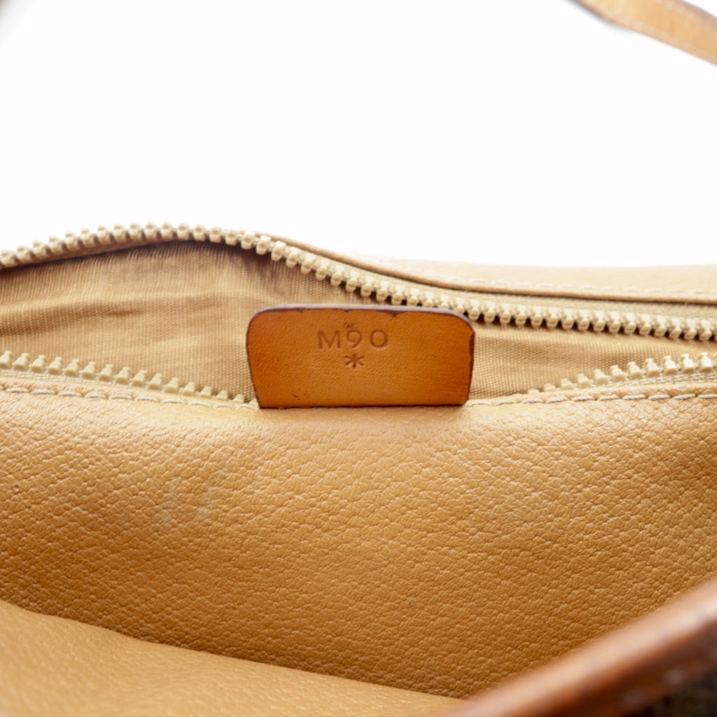 CELINE Shoulder Bag Brown Leather Macadam Pattern Old M90 Made in Italy