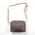 CELINE Shoulder Bag Brown Leather Macadam Pattern M06 Made in Italy