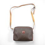 CELINE Shoulder Bag Brown Leather Macadam Pattern M06 Made in Italy