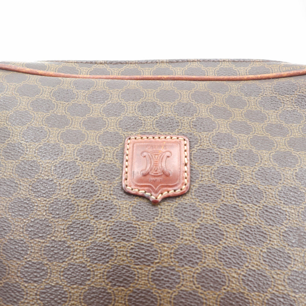 CELINE Shoulder Bag Brown Leather Macadam Pattern M06 Made in Italy