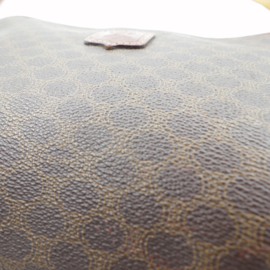 CELINE Shoulder Bag Brown Leather Macadam Pattern M06 Made in Italy