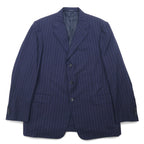 日本然リトテ-古着オンライン-Ermenegildo Zegna スイス製 3B テーラードジャケット L ネイビー ウール ストライプ-Ermenegildo Zegna Switzerland Made 3B Tailored Jacket L Navy Wool Striped