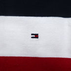 TOMMY HILFIGER Band Collar Rugby Shirt M Tricolor Border Henley Neck