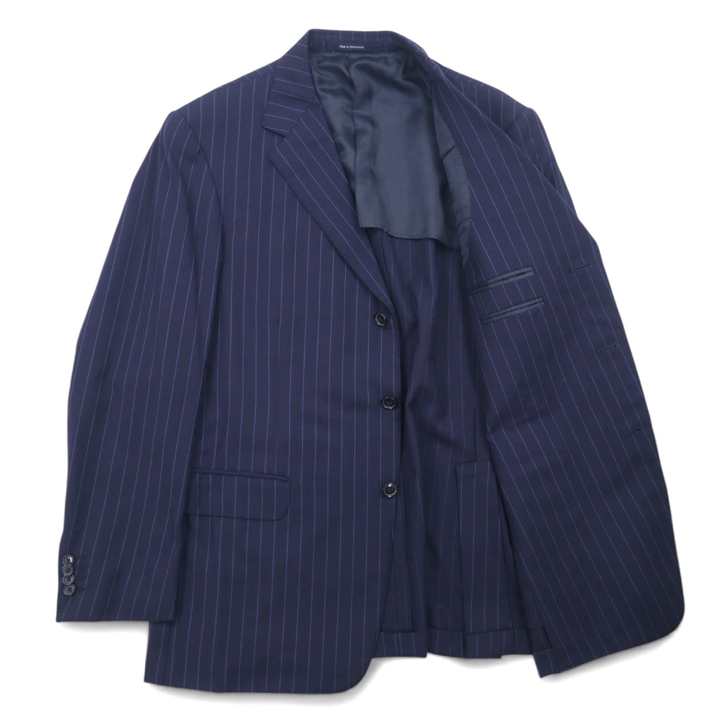 Ermenegildo Zegna Swiss Made 3B Tailored Jacket L Navy Wool Stripe