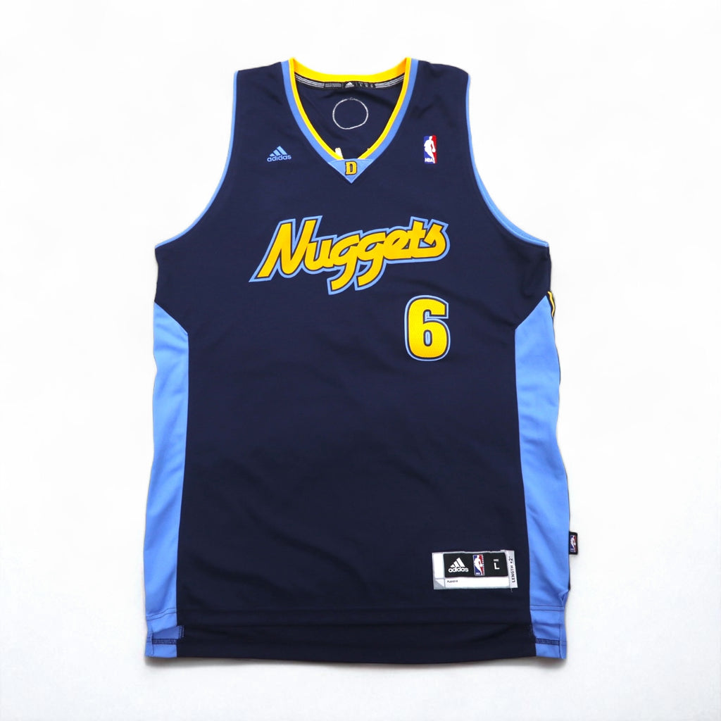 adidas Basketball Game Shirt, Size L, Navy, Numbered, NBA NUGGETS, Made in Nicaragua