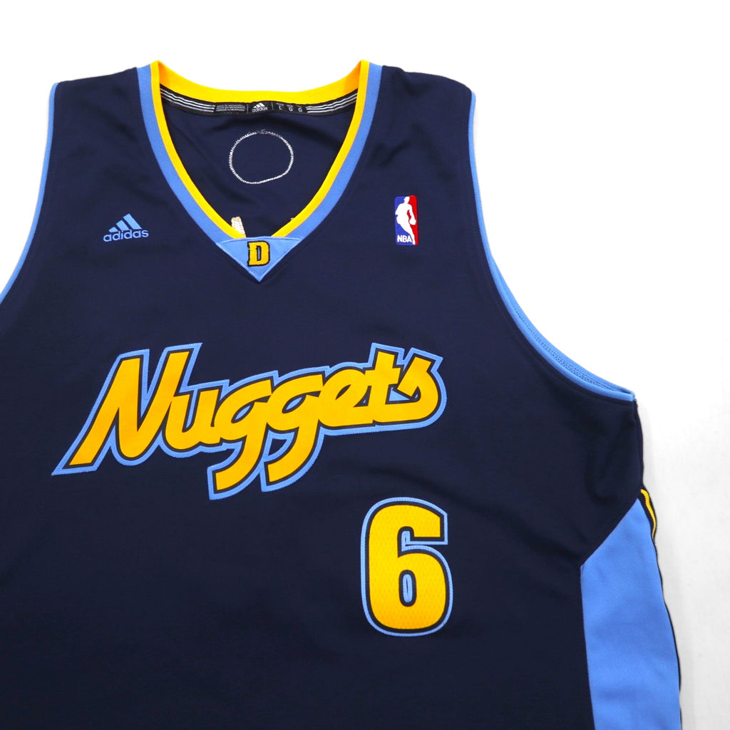 adidas Basketball Game Shirt, Size L, Navy, Numbered, NBA NUGGETS, Made in Nicaragua