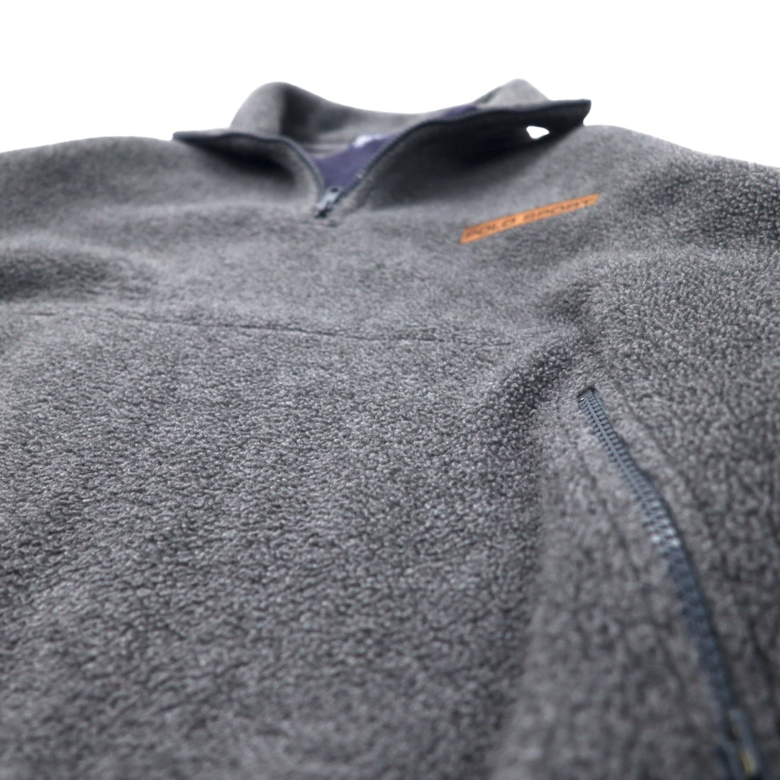 Polo by Ralph Lauren Canadian made half-zip fleece jacket, L, grey, polyester