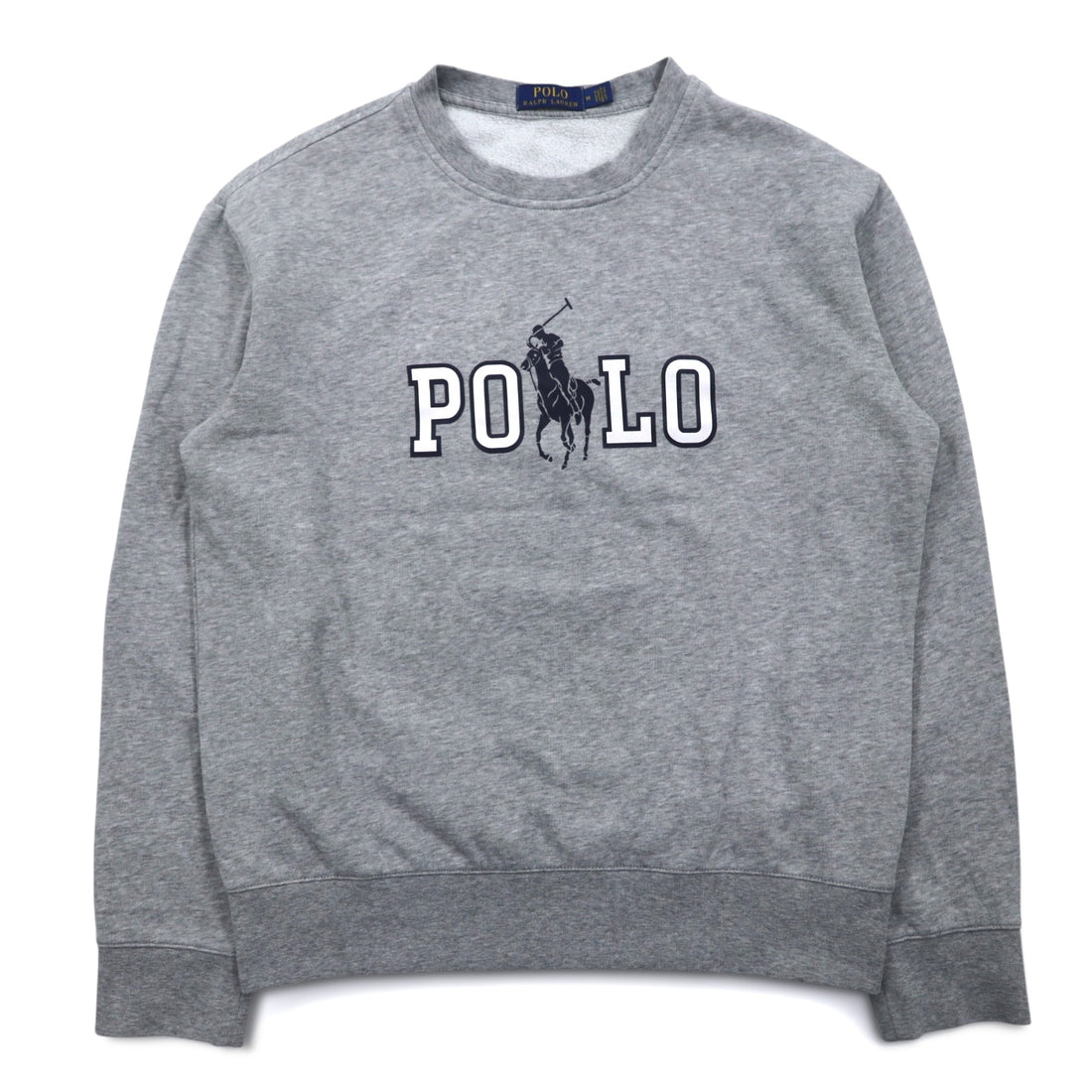 POLO RALPH LAUREN Big Pony Logo Print Sweatshirt M Gray Cotton