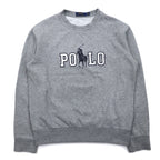 POLO RALPH LAUREN Big Pony Logo Print Sweatshirt M Gray Cotton