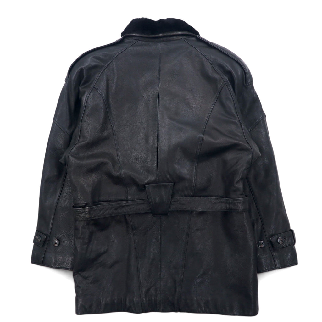 90年代 ペレペレ marc buchanan pelle pelle レザー ショールカラー ギャングコート M ブラック 牛革 襟ファー エポレット ベルト付き