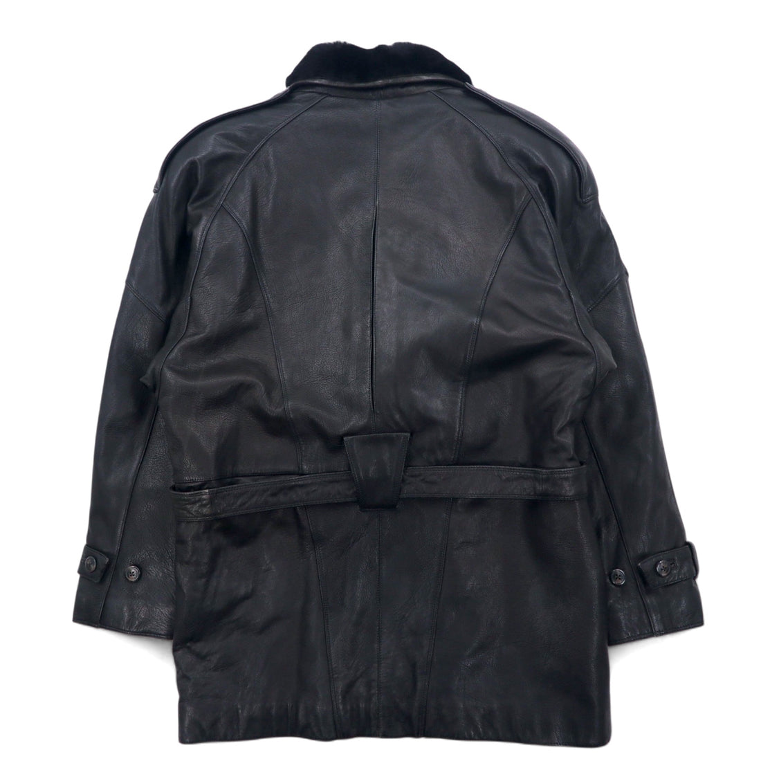 90年代 ペレペレ marc buchanan pelle pelle レザー ショールカラー ギャングコート M ブラック 牛革 襟ファー エポレット ベルト付き