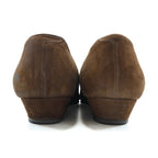CELINE Suede Leather Flat Pumps Slip-ons 22.5cm Logo Hardware Old Made in Italy
