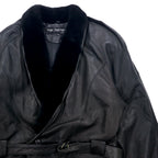90年代 ペレペレ marc buchanan pelle pelle レザー ショールカラー ギャングコート M ブラック 牛革 襟ファー エポレット ベルト付き