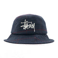stussy bucket hat L/XL grey houndstooth check stock logo embroidery Big Logo Check Bucket Hat