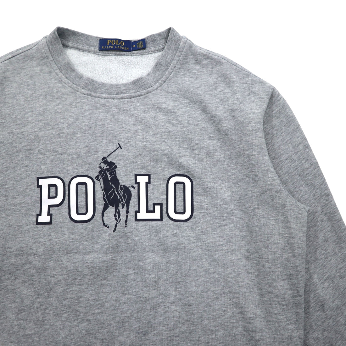 POLO RALPH LAUREN Big Pony Logo Print Sweatshirt M Gray Cotton