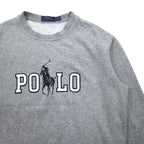 POLO RALPH LAUREN Big Pony Logo Print Sweatshirt M Gray Cotton