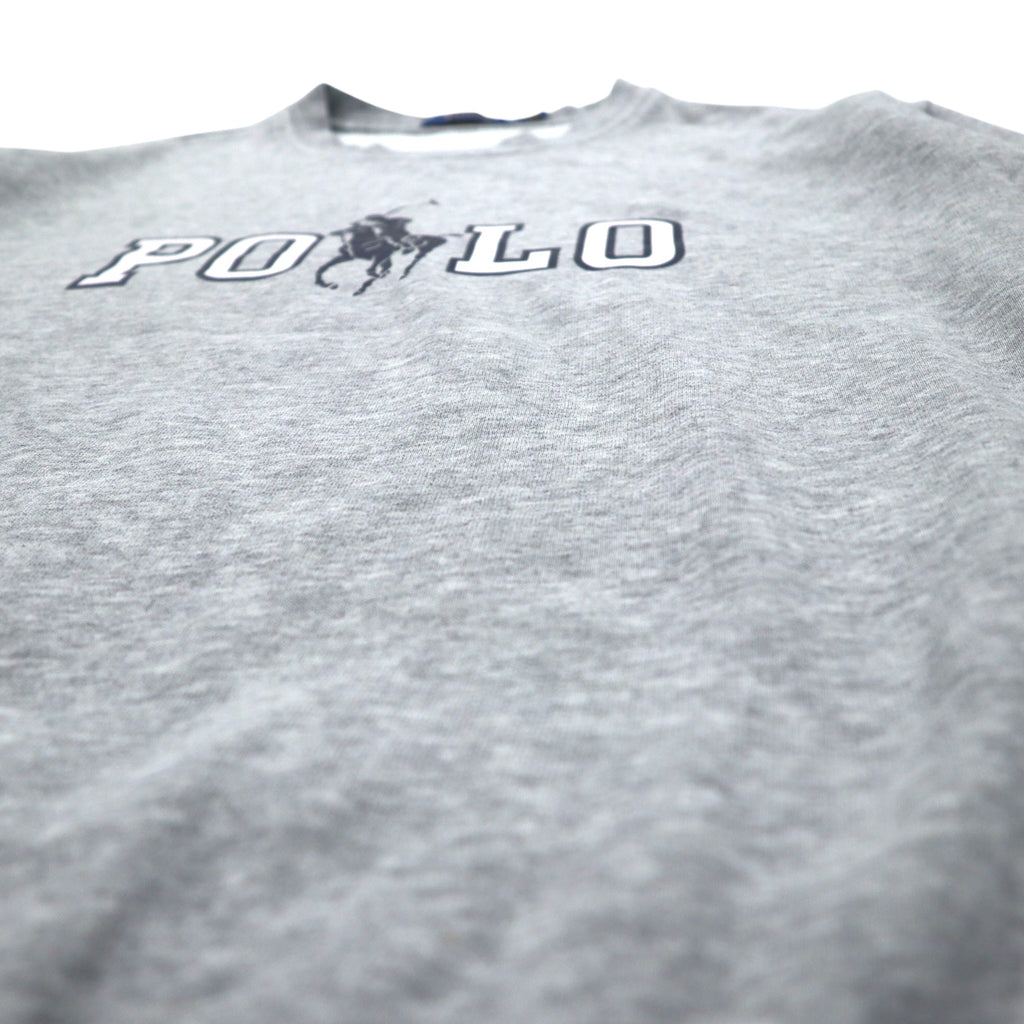 POLO RALPH LAUREN Big Pony Logo Print Sweatshirt M Gray Cotton