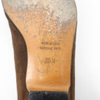 CELINE Suede Leather Flat Pumps Slip-ons 22.5cm Logo Hardware Old Made in Italy