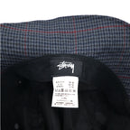 stussy bucket hat L/XL grey houndstooth check stock logo embroidery Big Logo Check Bucket Hat