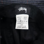 stussy bucket hat L/XL grey houndstooth check stock logo embroidery Big Logo Check Bucket Hat