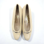 SALVATORE FERRAGAMO Heels Pumps 22cm Beige Leather Made in Italy