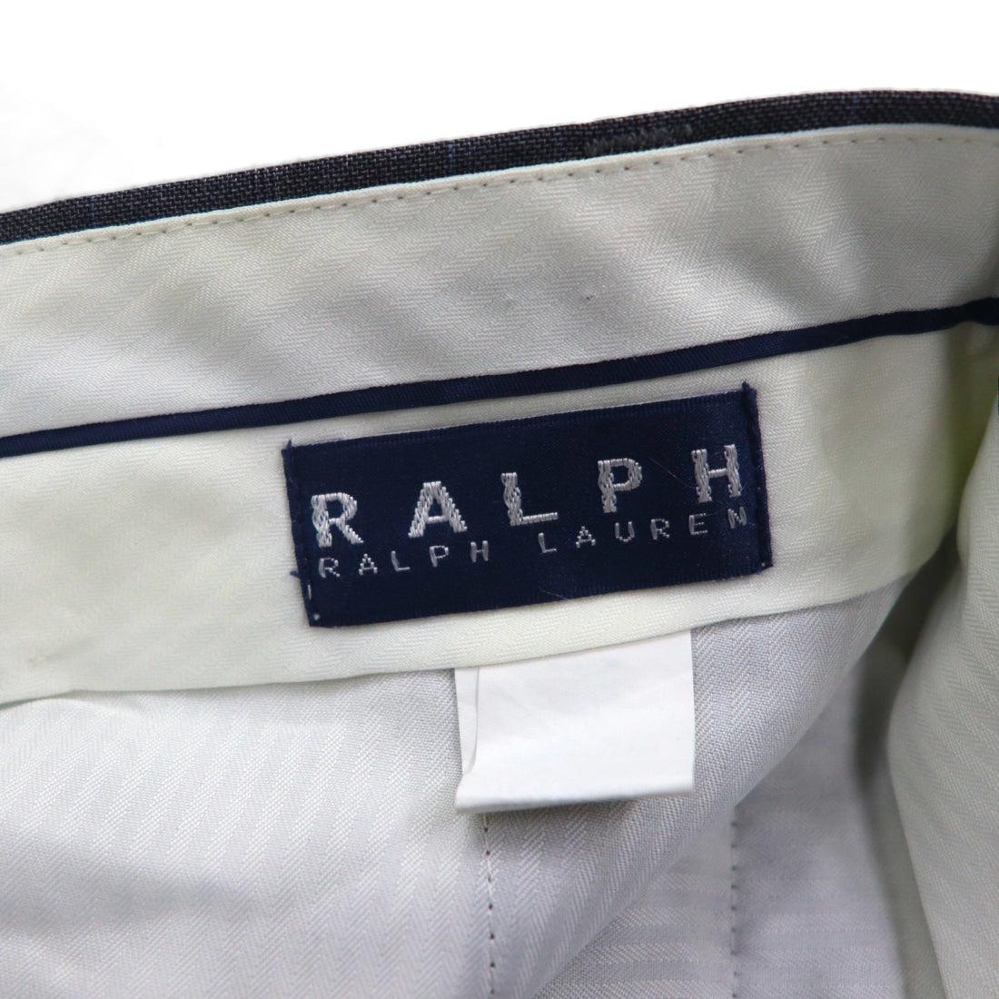 Ralph Lauren 90s Two-Puck Wide Leg Slacks, Size L, Gray Check, Washable Pleats