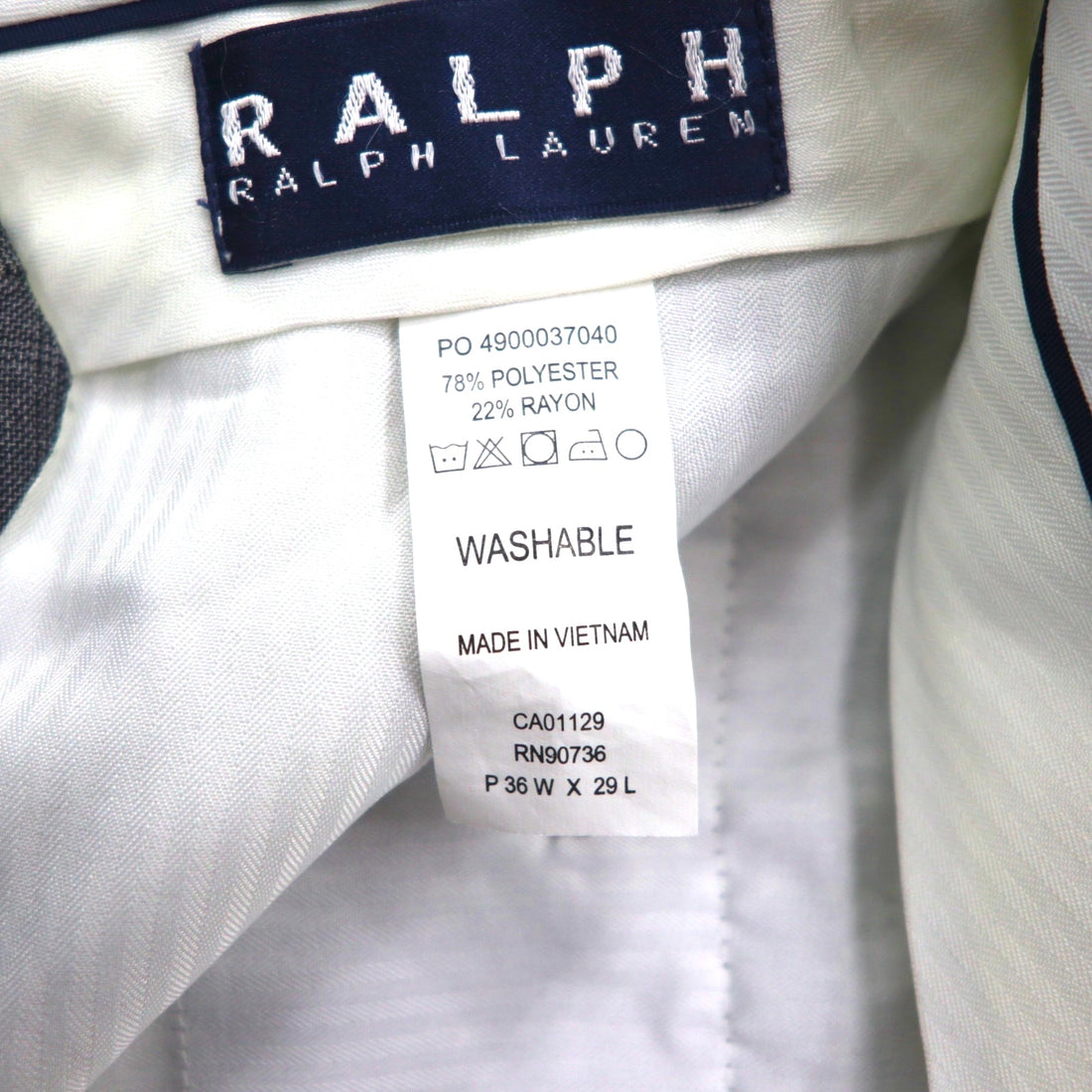 Ralph Lauren 90s Two-Puck Wide Leg Slacks, Size L, Gray Check, Washable Pleats