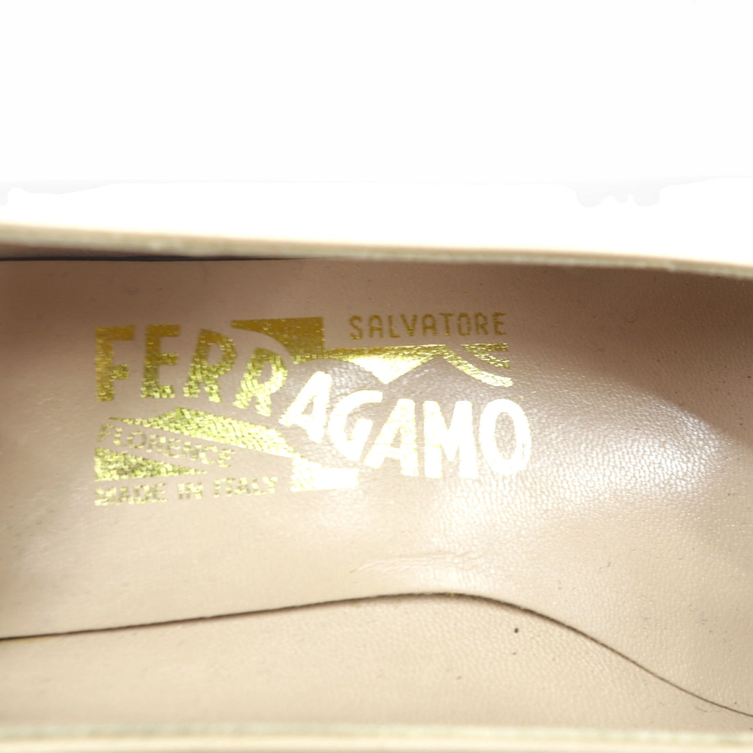 SALVATORE FERRAGAMO Heels Pumps 22cm Beige Leather Made in Italy