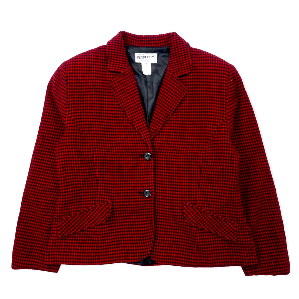 日本然リトテ-古着オンライン-PENDLETON USA製 90年代 2B テーラードジャケット 12 レッド ガンクラブチェック ウール-PENDLETON USA Made 90's 2B Tailored Jacket 12 Red Gun Club Checked Wool