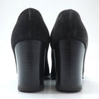 CELINE Chunky Heel Pumps 22.5cm Black Suede Leather High Heels Old Made in Italy
