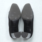 CELINE Chunky Heel Pumps 22.5cm Black Suede Leather High Heels Old Made in Italy