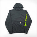 carhartt プルオーバー パーカー L グレー ORIGINAL FIT オリジナルフィット 袖 プリント フロントポケット