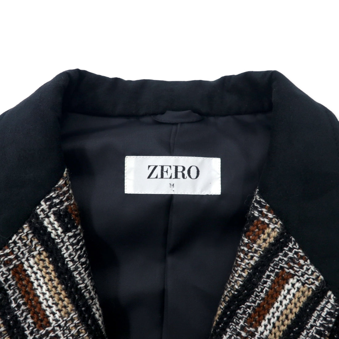 ZERO blanket knit tailored jacket M multicolor glen check all-over pattern wool made in Japan unused