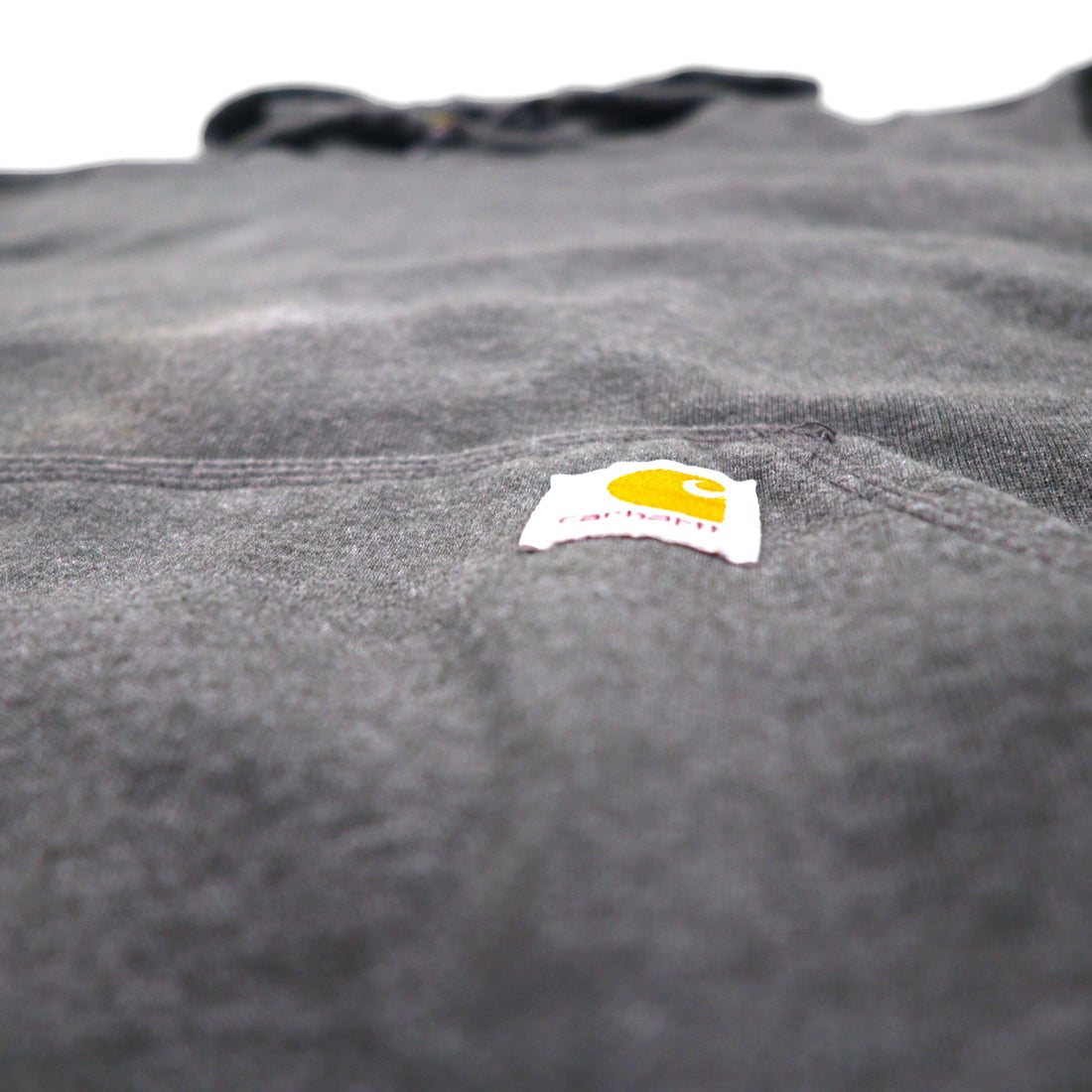 carhartt プルオーバー パーカー L グレー ORIGINAL FIT オリジナルフィット 袖 プリント フロントポケット