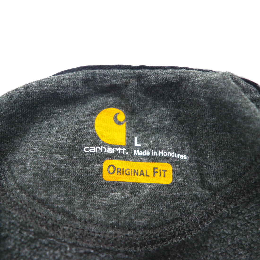 carhartt プルオーバー パーカー L グレー ORIGINAL FIT オリジナルフィット 袖 プリント フロントポケット