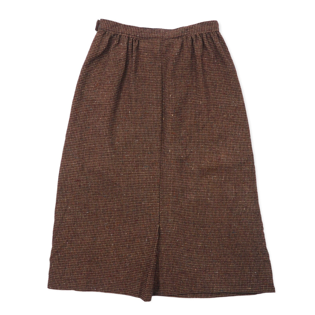 PENDLETON USA Made 70s Tuck Skirt 4 Brown Gun Club Check Wool