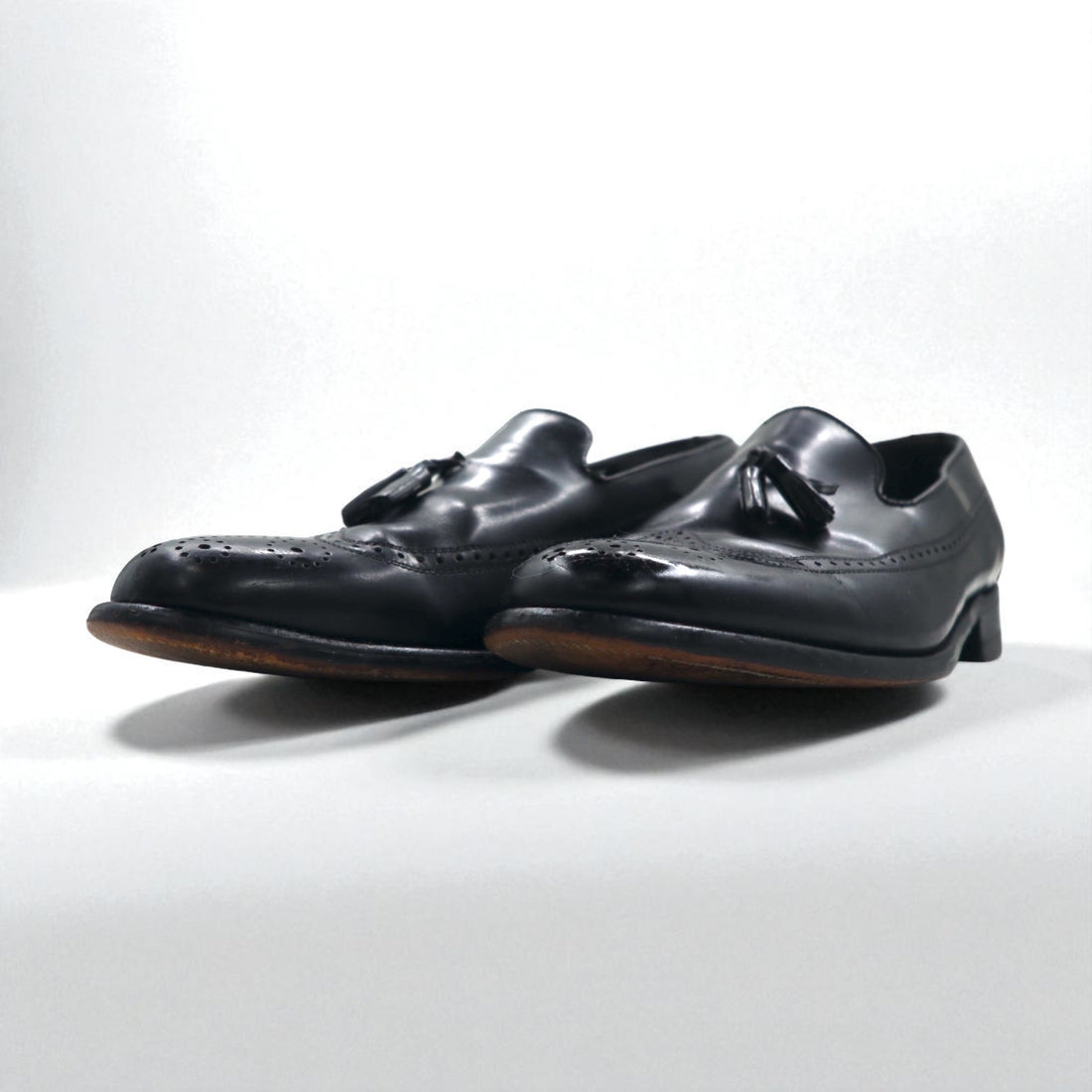 NUNN BUSH 70s USA made wingtip tassel loafers 27.5cm black leather 445452 J5 1753