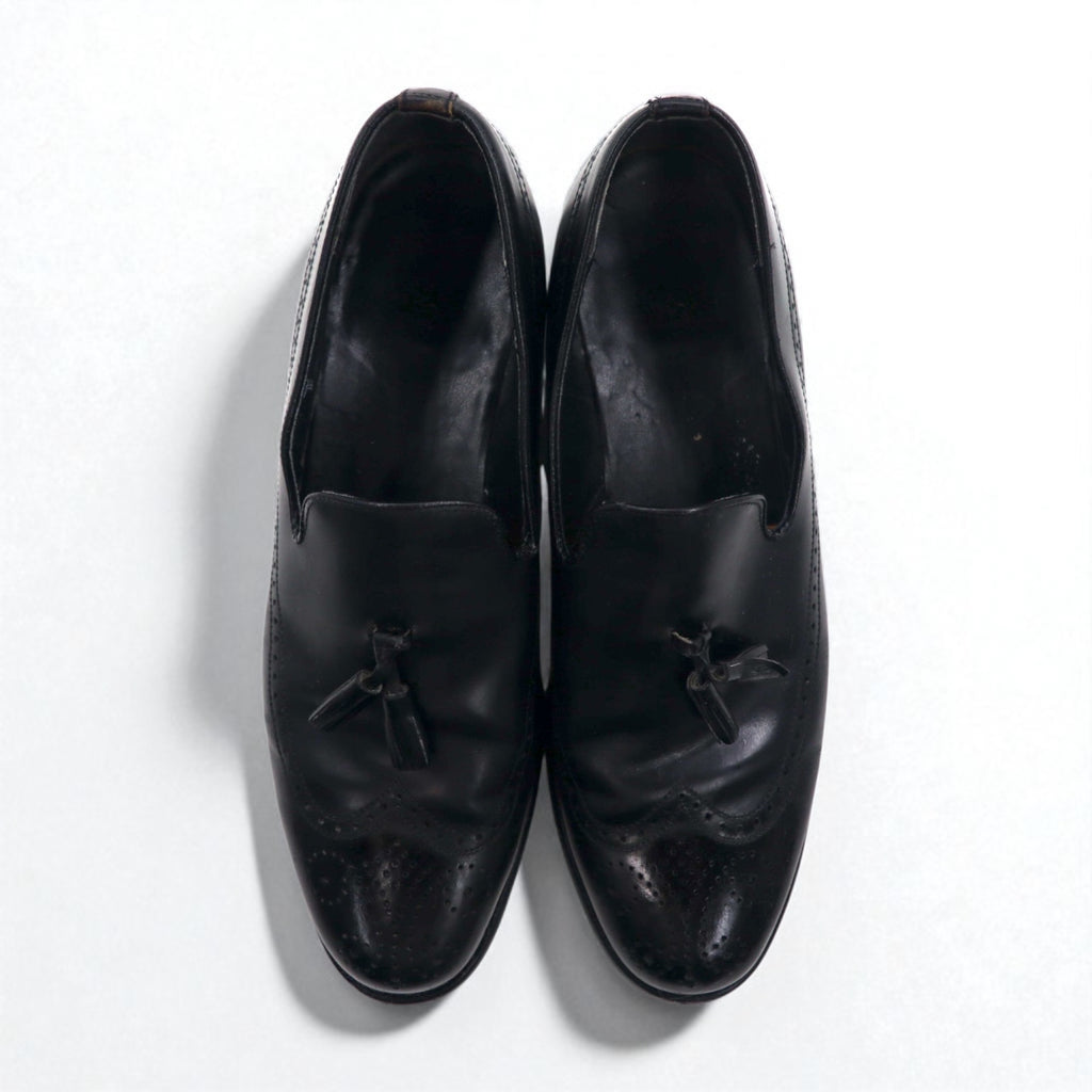 NUNN BUSH 70s USA made wingtip tassel loafers 27.5cm black leather 445452 J5 1753