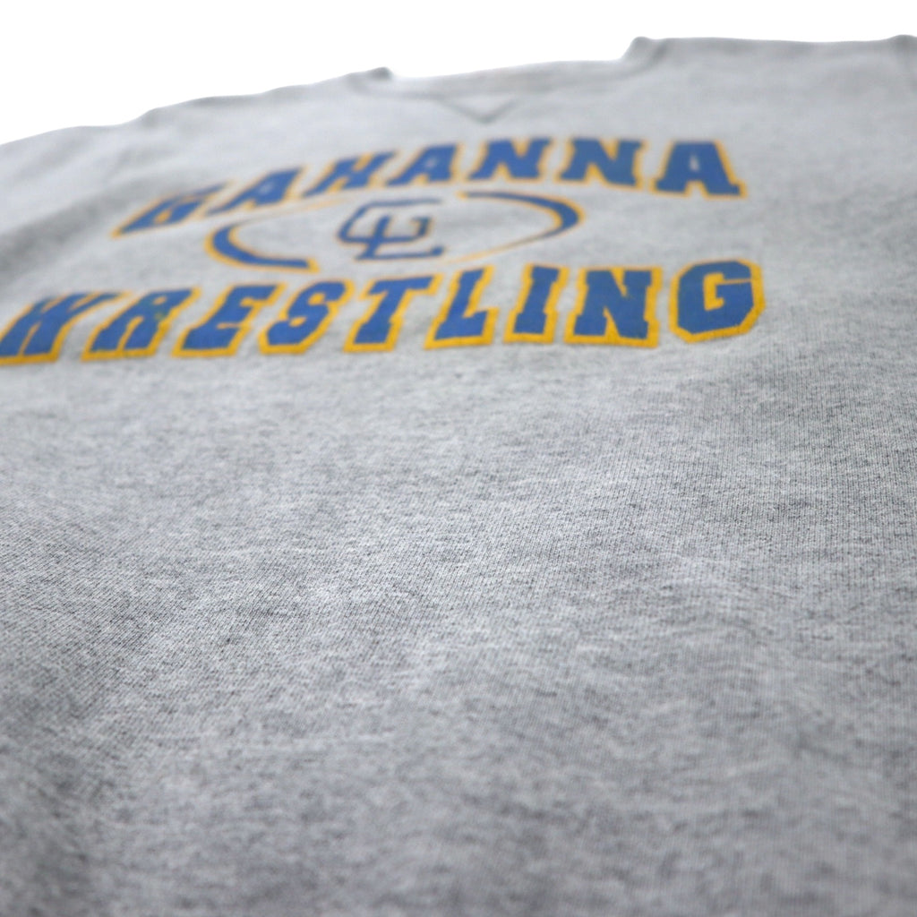 MJ SOFFE USA made 90s college print sweatshirt S grey cotton front V GAHANNA WRESTLING