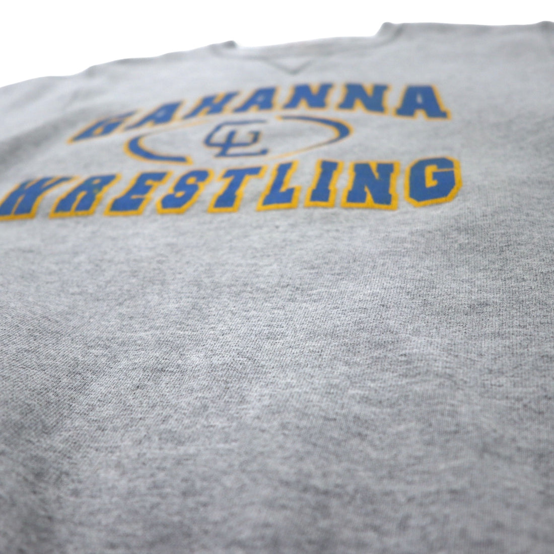 MJ SOFFE USA made 90s college print sweatshirt S grey cotton front V GAHANNA WRESTLING