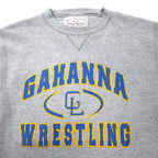 MJ SOFFE USA made 90s college print sweatshirt S grey cotton front V GAHANNA WRESTLING