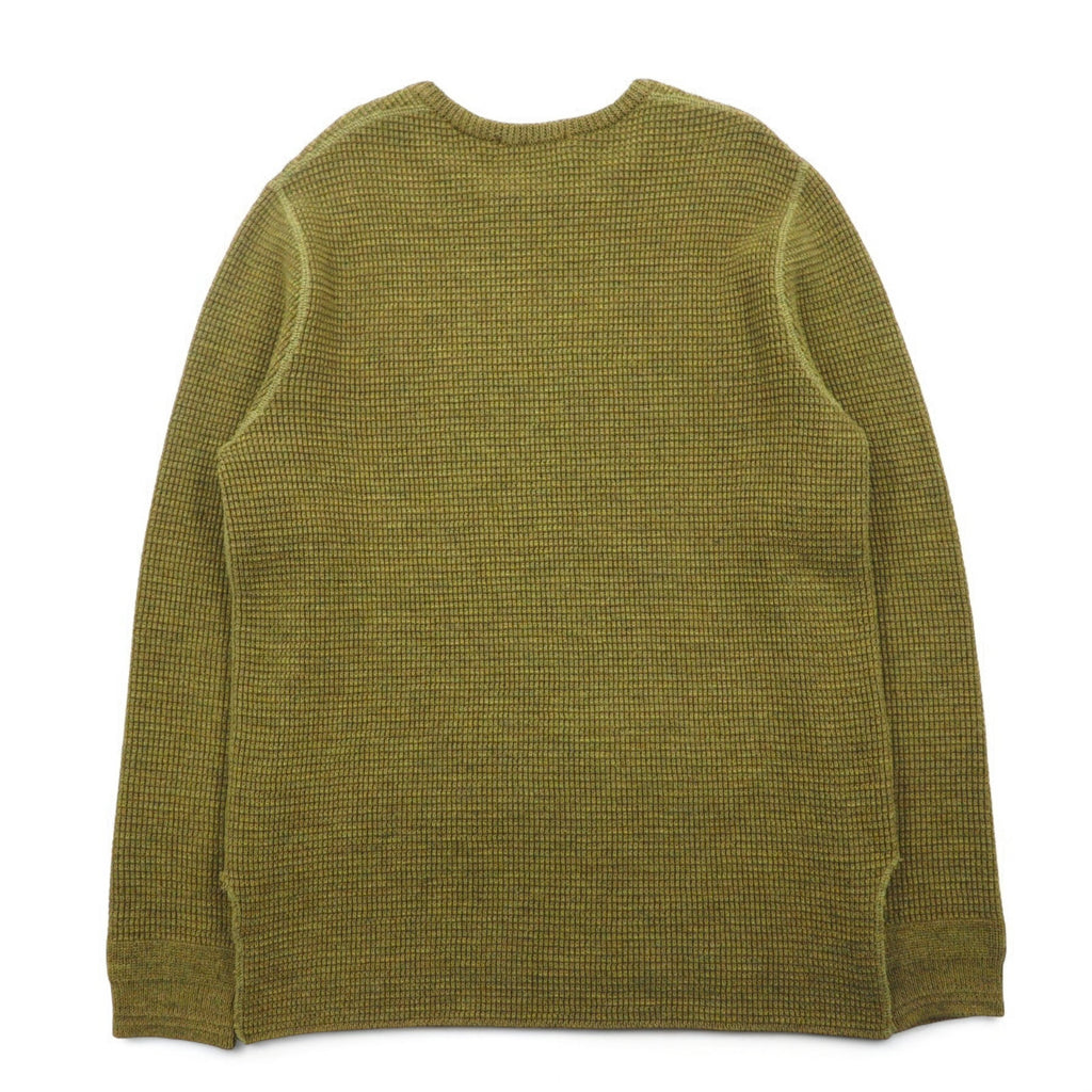 SUBTLE (Silver and Gold) Waffle Knit Sweater, S, Khaki, Side Slit, 06-6226-8125, Made in Japan