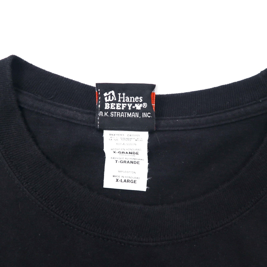 HARLEY DAVIDSON Logo Print T-Shirt Pocket Tee XL Black Cotton HANES BEEFY-T 110th ANNIVERSARY Big Size
