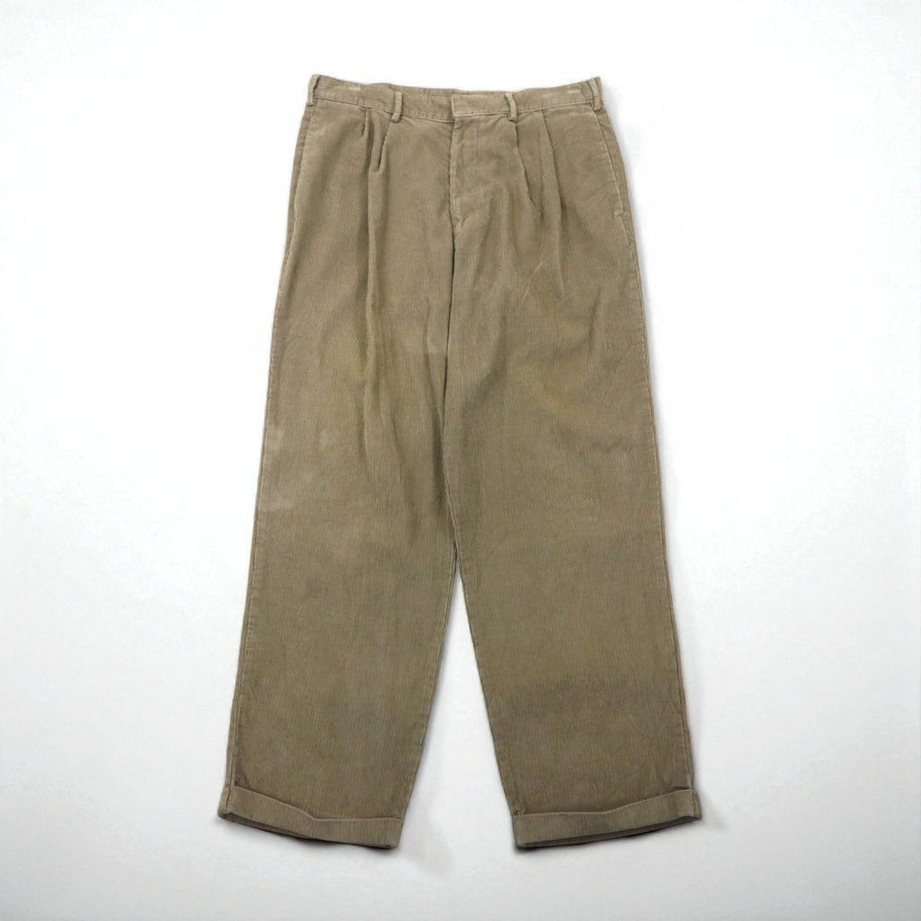 DOCKERS (Levi's) 2000s Corduroy Wide-leg Chino Work Pants, Size L, Beige, RECODE