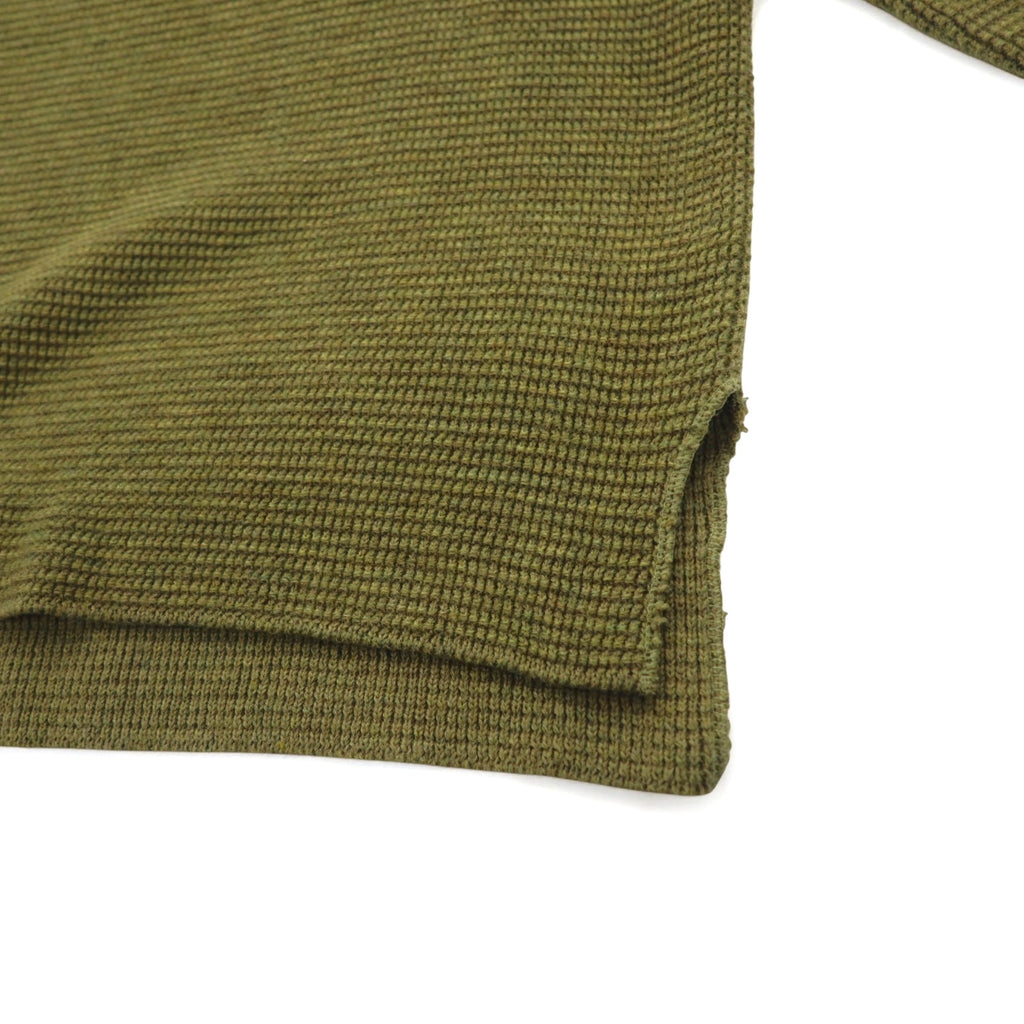 SUBTLE (Silver and Gold) Waffle Knit Sweater, S, Khaki, Side Slit, 06-6226-8125, Made in Japan