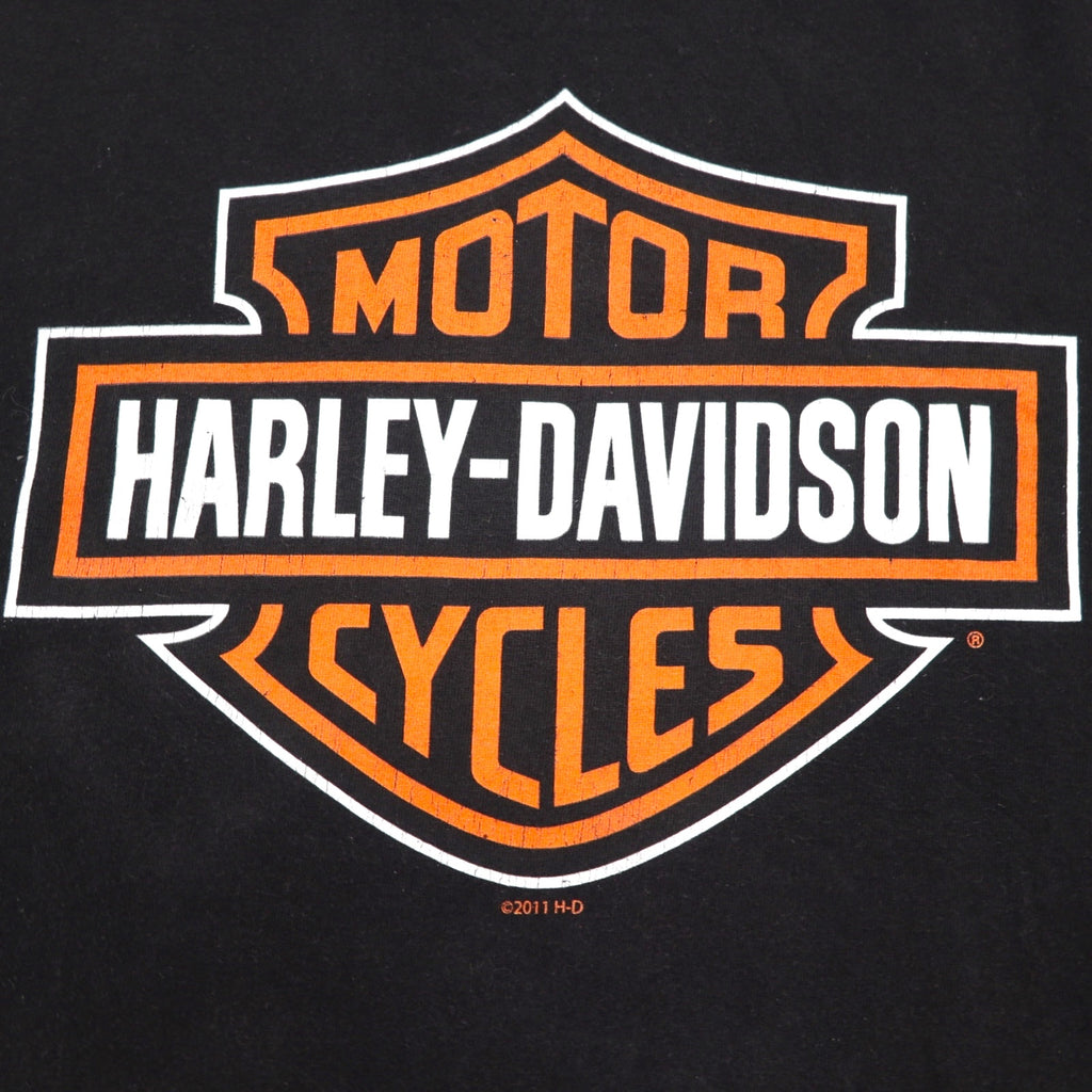 HARLEY DAVIDSON ATLANTA Oversized Double-Sided Print T-Shirt, 5XL, Black Cotton
